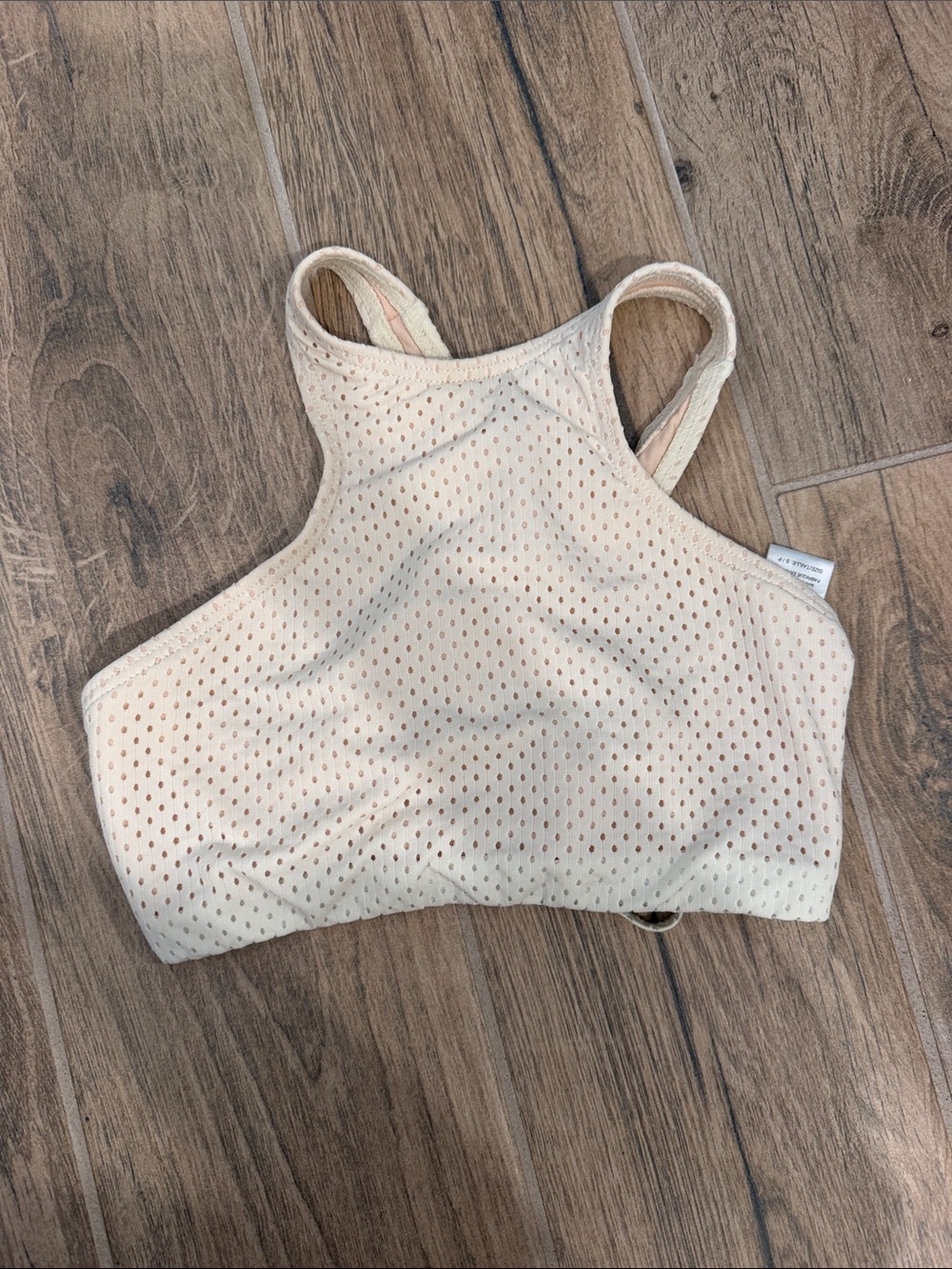 Women’s High Neck Mesh Bralette in Cream bathing suit top